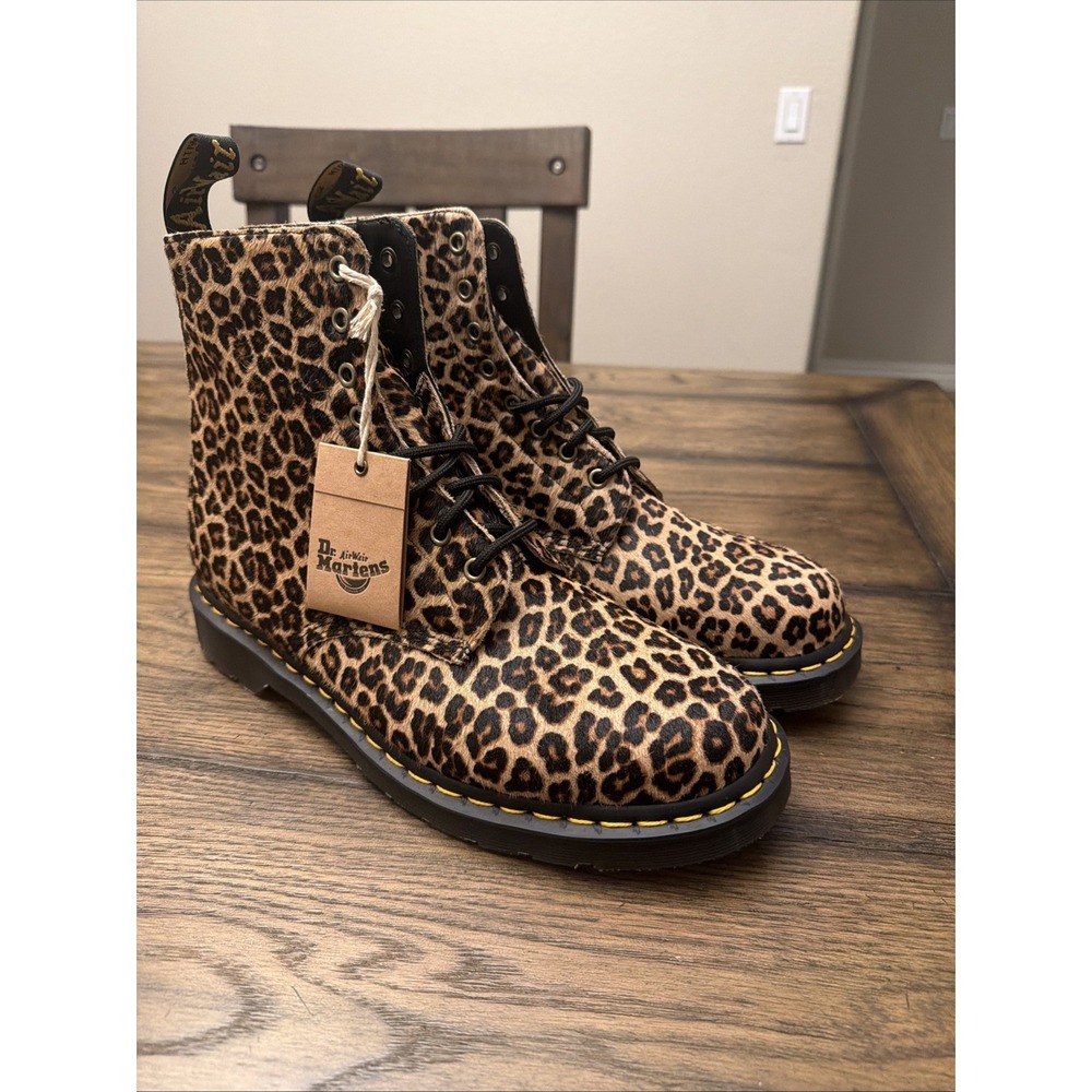Dr Doc Martens 1460 Pascal Womens Sz 13 Mens Sz 12 Leopard Boot Hair Lace Up…G7
